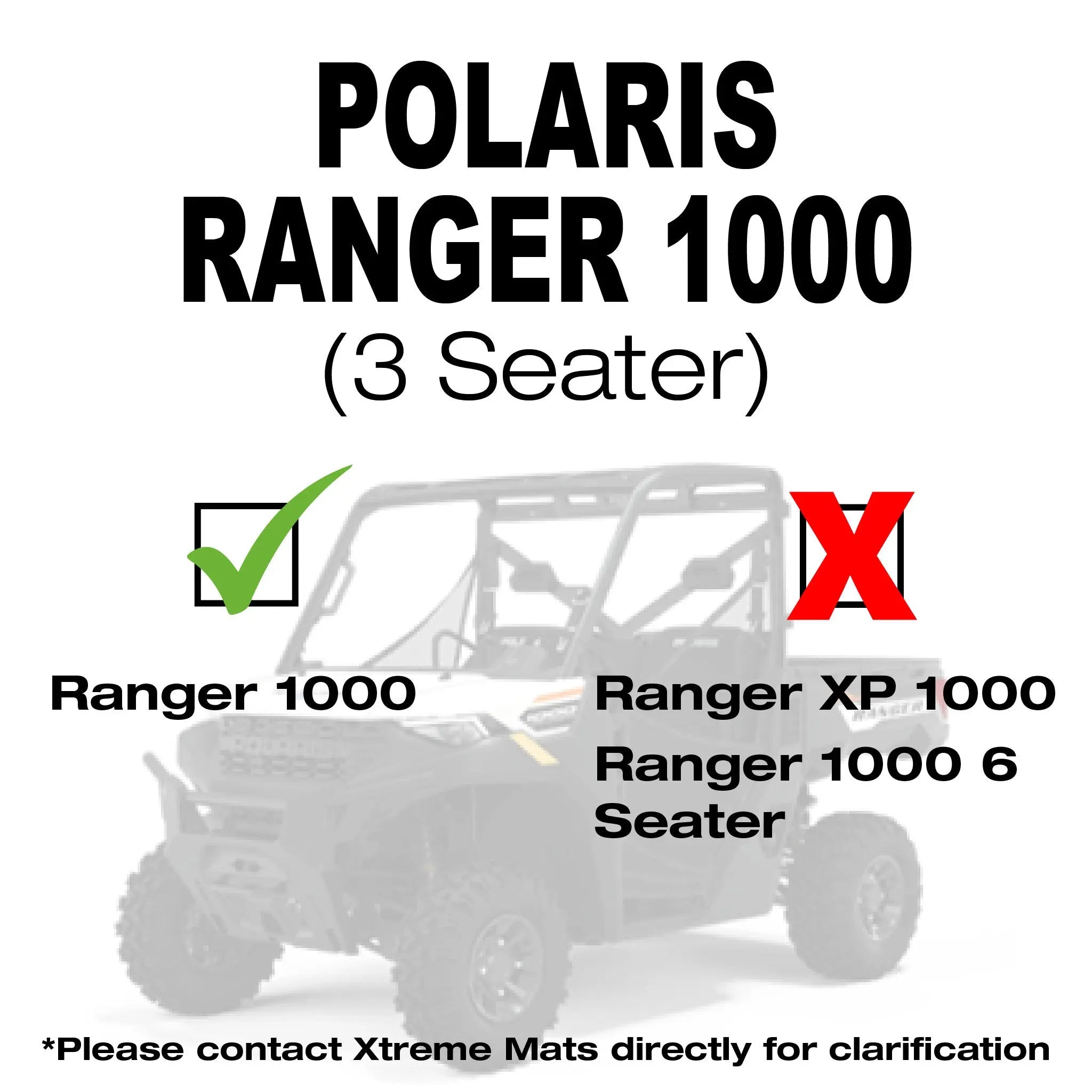 SMARTLINER Custom Fit Rugged Rubber Floor Liners For 2018-2023 Polaris Ranger 1000 (3 seater)