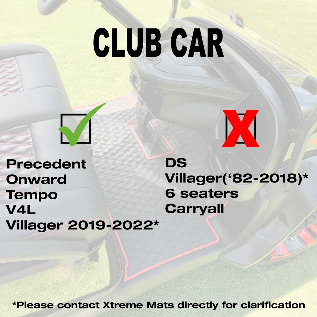 black and red golf cart floor mat- Club Car Floor Mat - Fits Precedent (2004-2023) / Onward & Tempo (2017-2024) / Villager & V4L (2019-2023) 