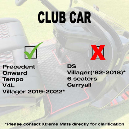 black and green golf cart floor mat- Club Car Floor Mat - Fits Precedent (2004-2023) / Onward & Tempo (2017-2024) / Villager & V4L (2019-2023) 