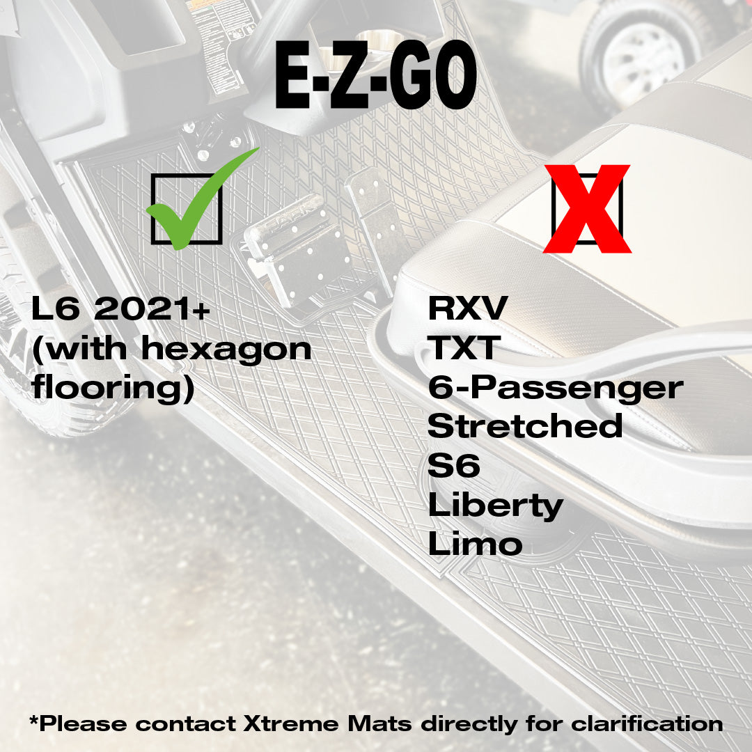 Red trim- E-Z-GO L6 Floor Mats SET - 1st & 2nd Row Mats - Fits E-Z-GO L6 2021+ Gen2 - PRO Series 