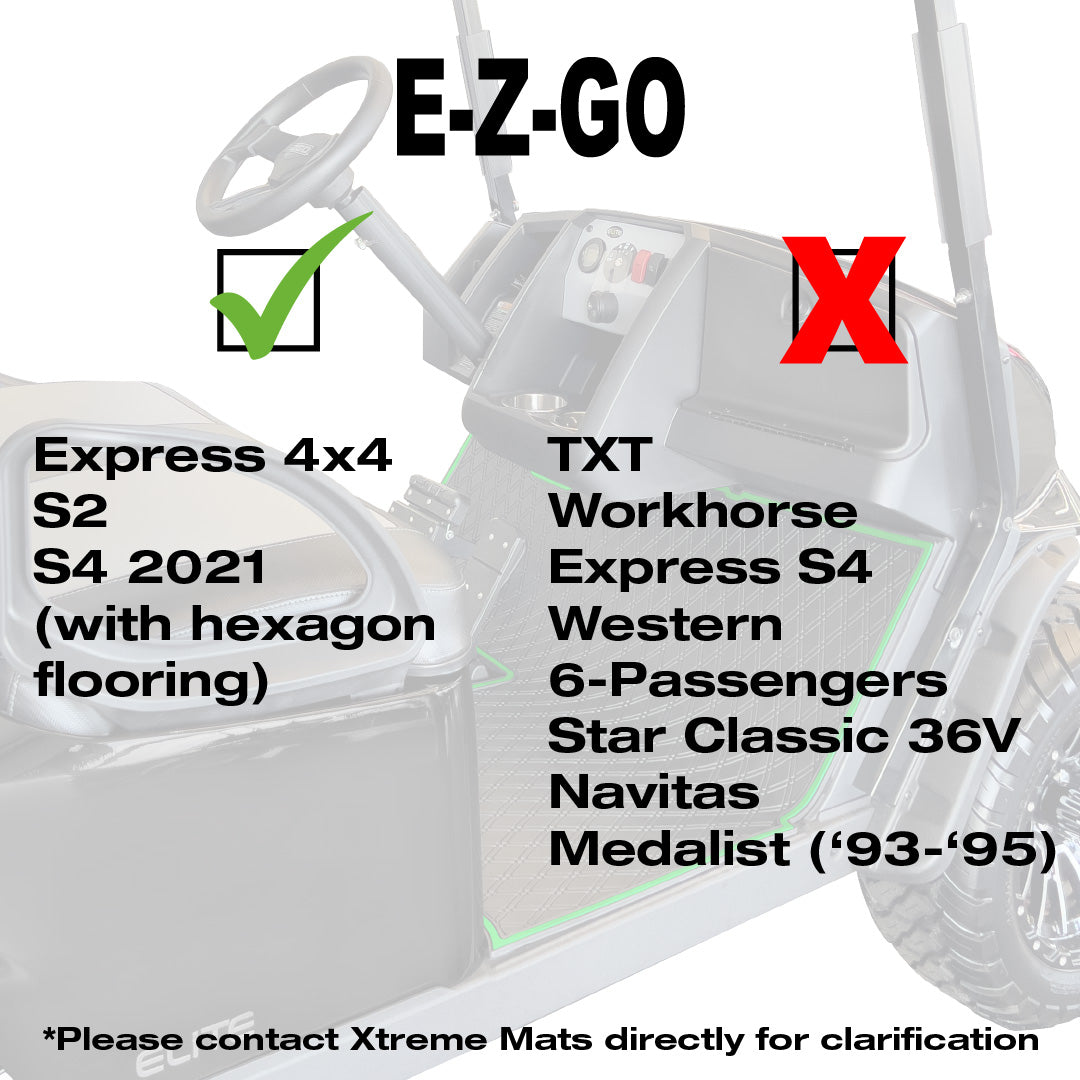 Grey trim- E-Z-GO S2 & S4 Floor Mats - Fits E-Z-GO Express S2 and S4 (2021.5-Current) 