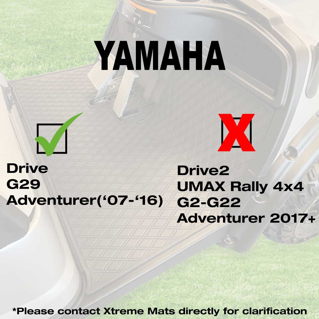 yamaha golf cart floor mat black diamond design with red trim coverage-Yamaha Drive Floor Mat - Fits Drive / G29 / Adventurer Models (2007-2016) 