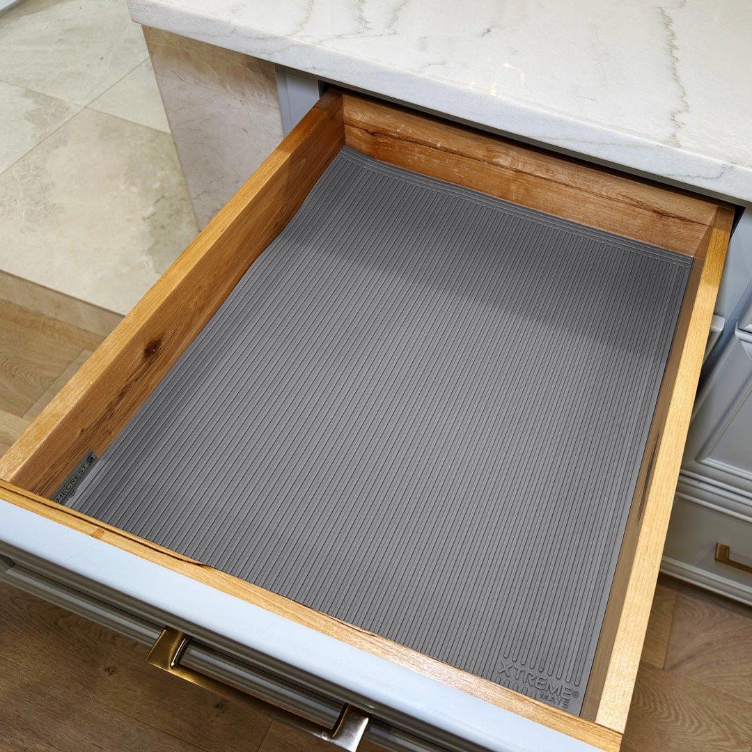 Grey Color - Drawer Liner Trimmable Mat – Non-Slip, Easy-to-Cut, and Durable Protection for Drawers and Shelves 