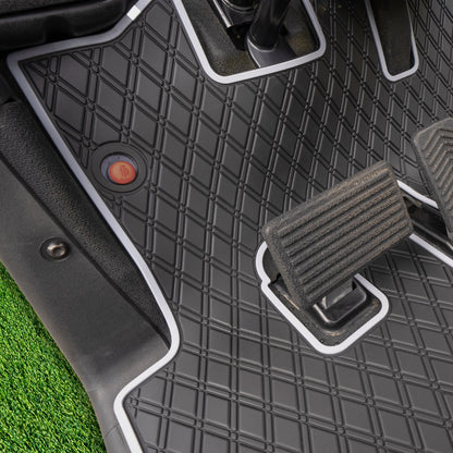 Grey trim- E-Z-GO golf cart floor mat black diamond design with red trim full coverage 