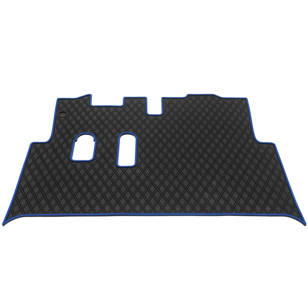 Blue Trim - E-Z-GO golf cart floor mat black diamond design with red trim full coverage 