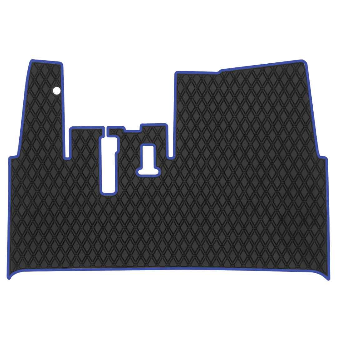 Blue trim yamaha golf cart floor mat black diamond design with blue trim coverage 