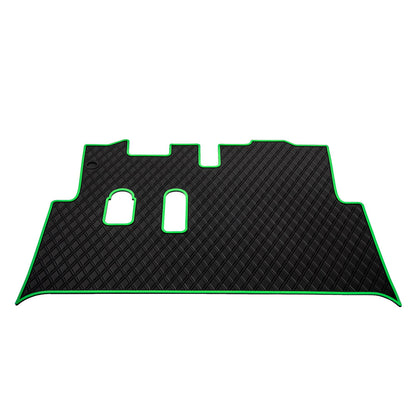 Green Trim - E-Z-GO golf cart floor mat black diamond design with red trim full coverage 