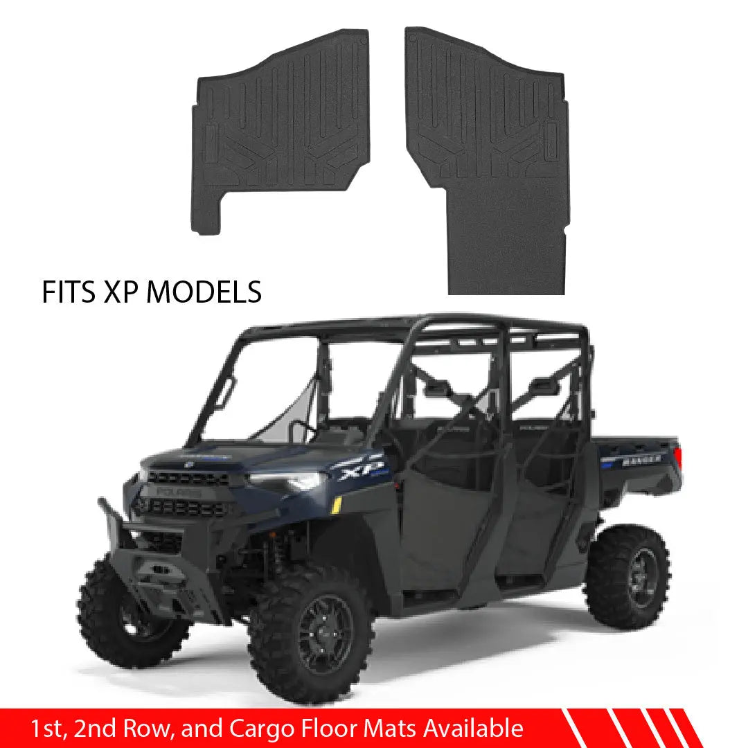 SMARTLINER Custom Fit Rugged Rubber Floor Liners For 2018-2023 Polaris Ranger Crew XP 1000 (6 Passenger Models)