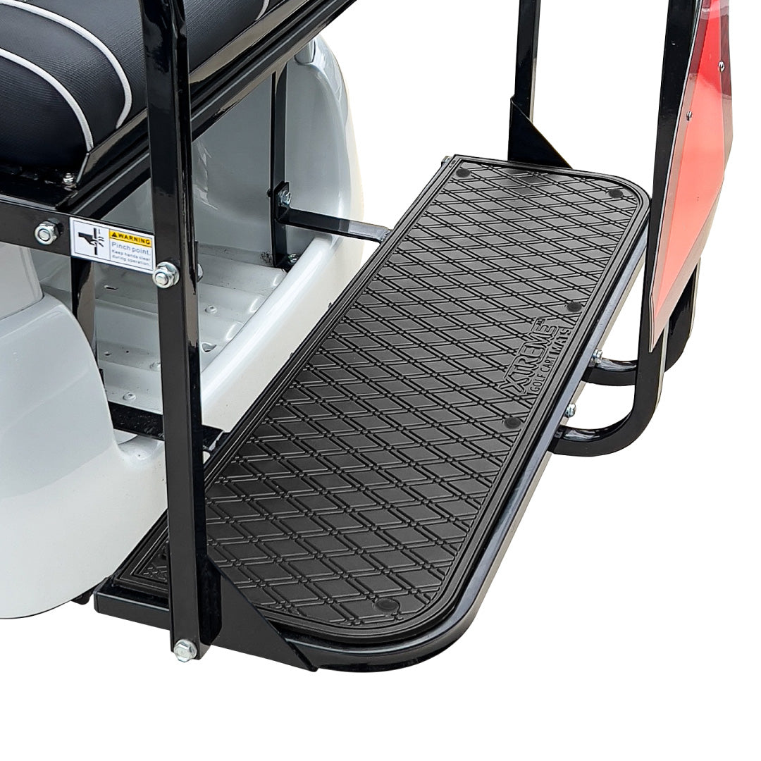 All black The Xtreme Mats PRO Series Foot Rest Seat Kits for several golf cart models. 