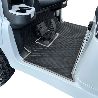 black and grey golf cart floor mat- Club Car Floor Mat - Fits Precedent (2004-2023) / Onward & Tempo (2017-2024) / Villager & V4L (2019-2023) 