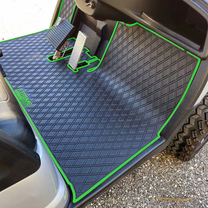 yamaha golf cart floor mat black diamond design with green trim coverage- Yamaha Drive Floor Mat - Fits Drive / G29 / Adventurer Models (2007-2016)