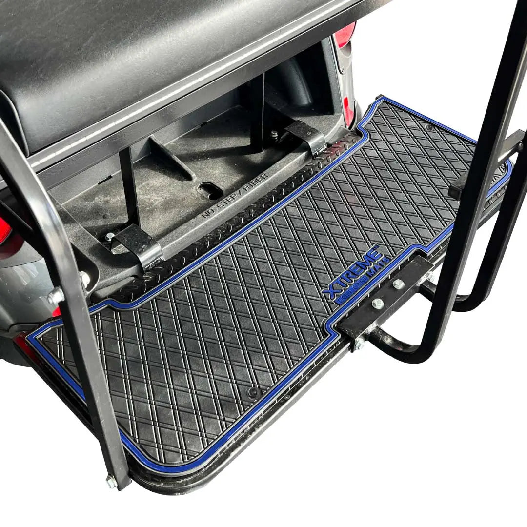 Blue Trim E-Z-GO RXV & TXT - Rear Facing Foot Rest Mat - Fits Select E-Z-GO RXV and TXT Rear Seat Kits - PRO Series 